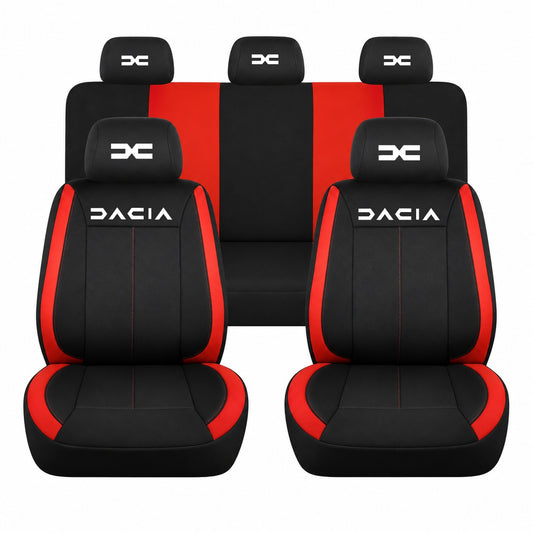 Set huse scaune Vision rosu cu logo Dacia Nou