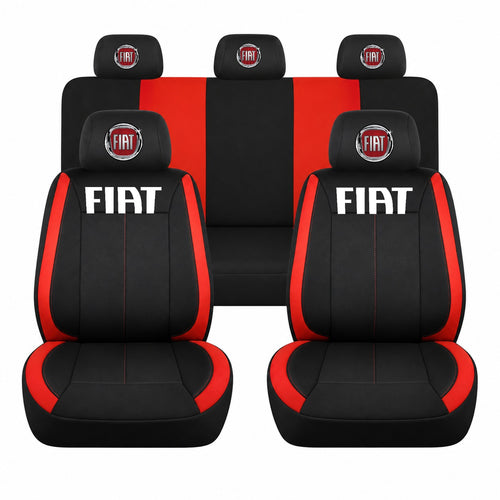 Set huse scaune Vision rosu cu logo Fiat