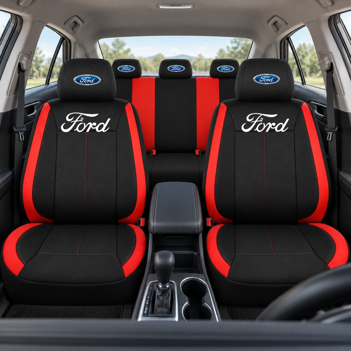 Set huse scaune Vision rosu cu logo Ford