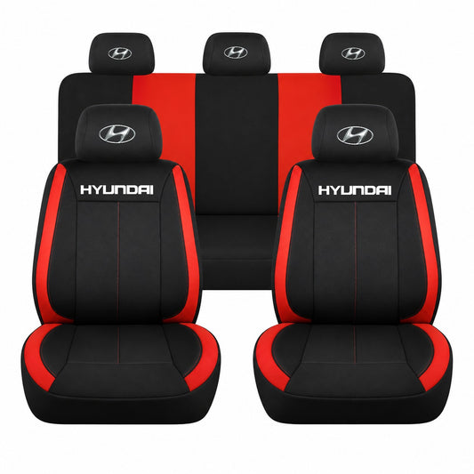 Set huse scaune Vision rosu cu logo Hyundai
