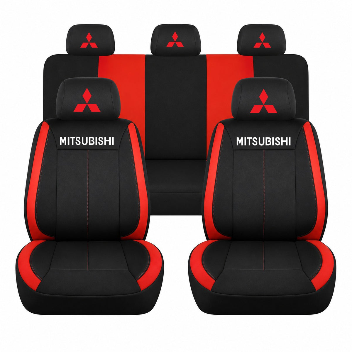 Set huse scaune Vision rosu cu logo Mitsubishi