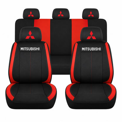 Set huse scaune Vision rosu cu logo Mitsubishi