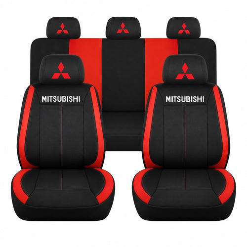 Set huse scaune Vision rosu cu logo Mitsubishi