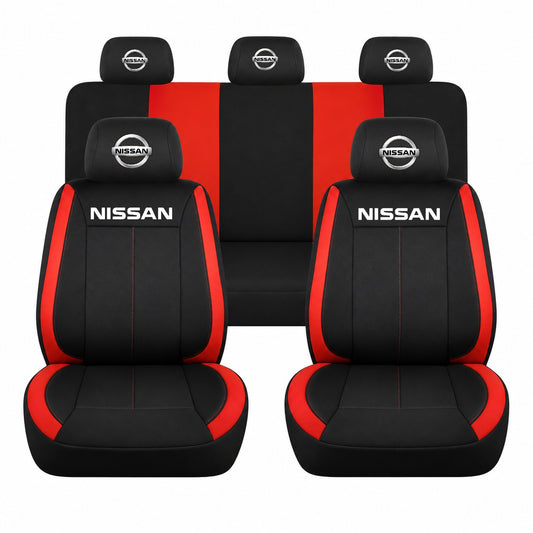 Set huse scaune Vision rosu cu logo Nissan