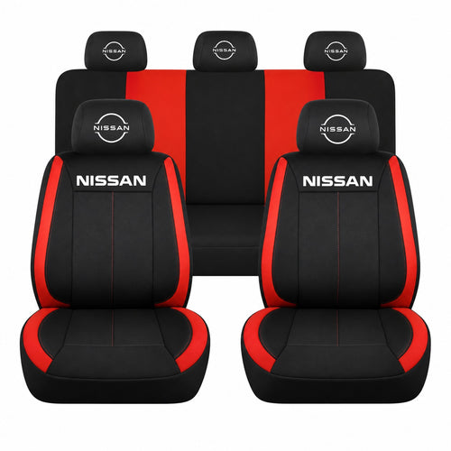 Set huse scaune Vision rosu cu logo Nissan Nou