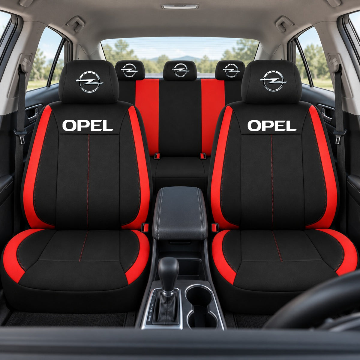Set huse scaune Vision rosu cu logo Opel