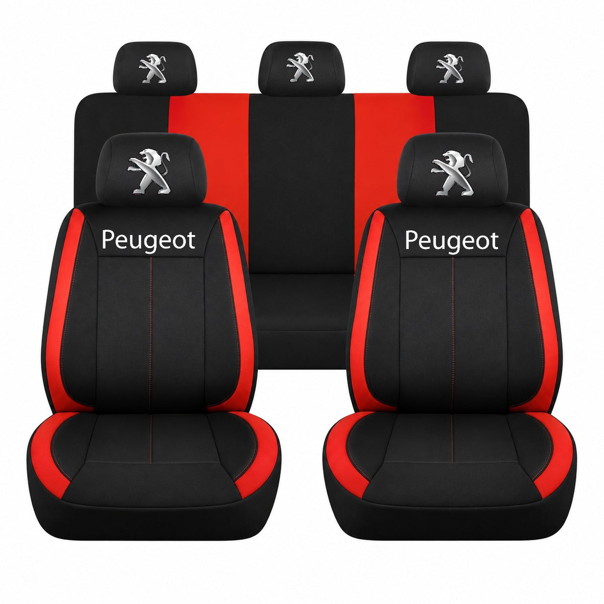 Set huse scaune Vision rosu cu logo Peugeot