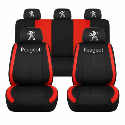 Set huse scaune Vision rosu cu logo Peugeot