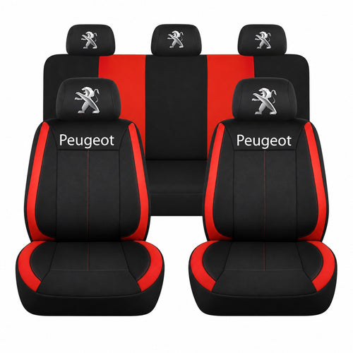 Set huse scaune Vision rosu cu logo Peugeot