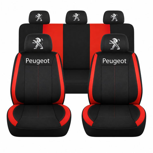Set huse scaune Vision rosu cu logo Peugeot