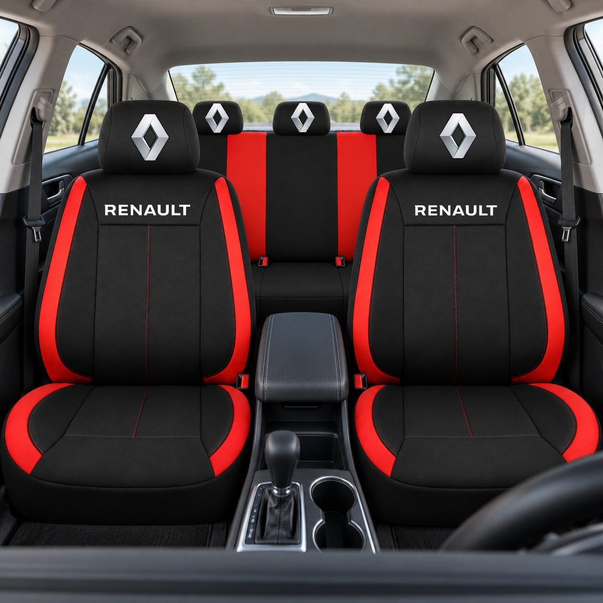 Set huse scaune Vision rosu cu logo Renault