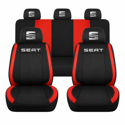 Set huse scaune Vision rosu cu logo Seat