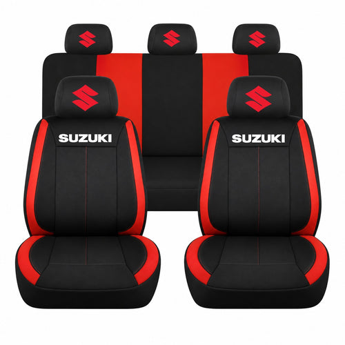 Set huse scaune Vision rosu cu logo Suzuki