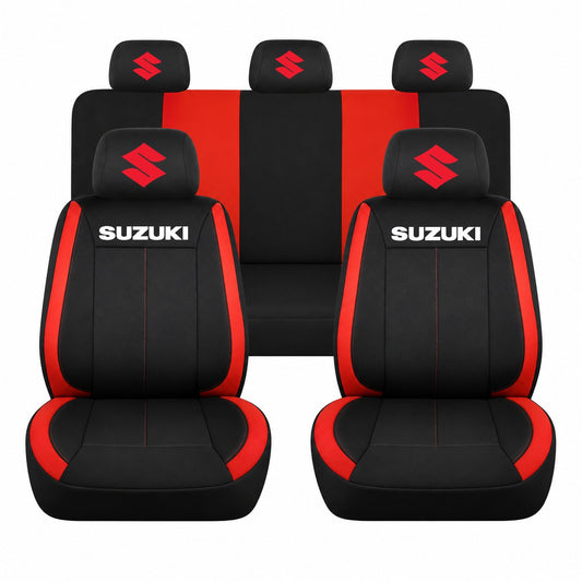 Set huse scaune Vision rosu cu logo Suzuki