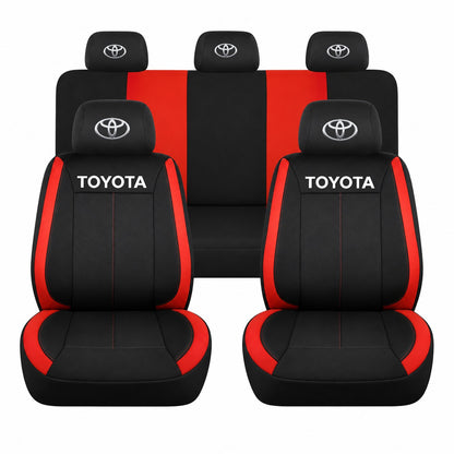 Set huse scaune Vision rosu cu logo Toyota