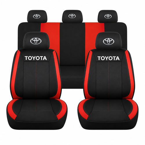 Set huse scaune Vision rosu cu logo Toyota