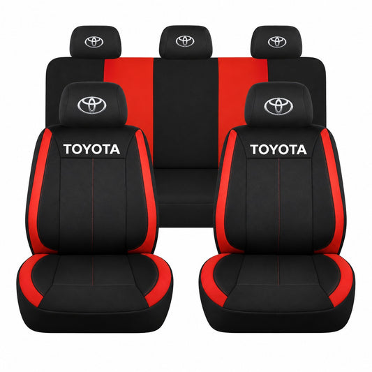 Set huse scaune Vision rosu cu logo Toyota