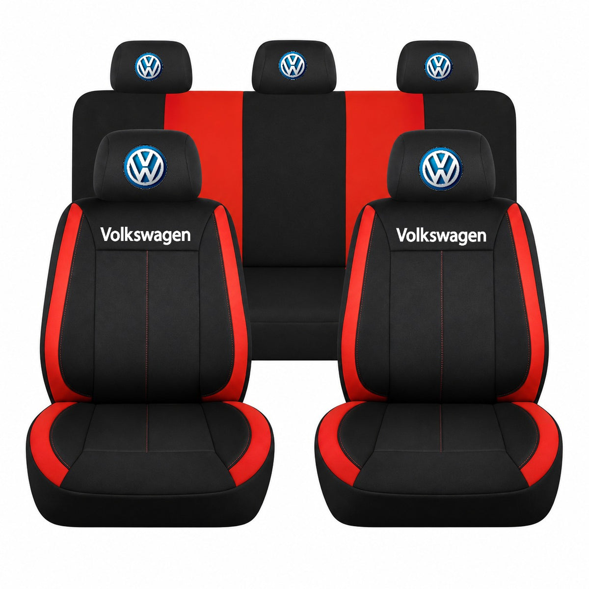 Set huse scaune Vision rosu cu logo Volkswagen