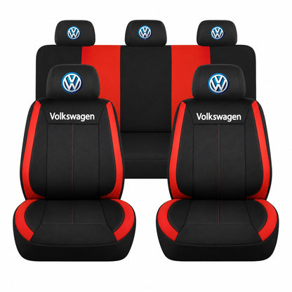 Set huse scaune Vision rosu cu logo Volkswagen