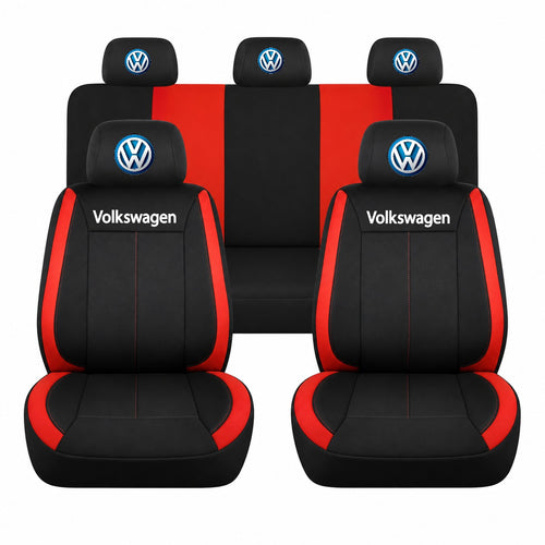 Set huse scaune Vision rosu cu logo Volkswagen
