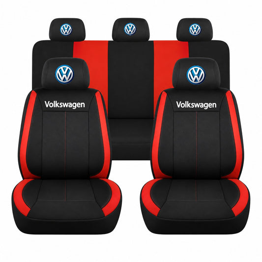 Set huse scaune Vision rosu cu logo Volkswagen