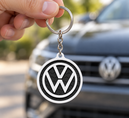Breloc auto Volkswagen logo cu lanț și inel