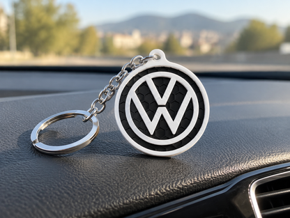 Breloc auto Volkswagen logo cu lanț și inel