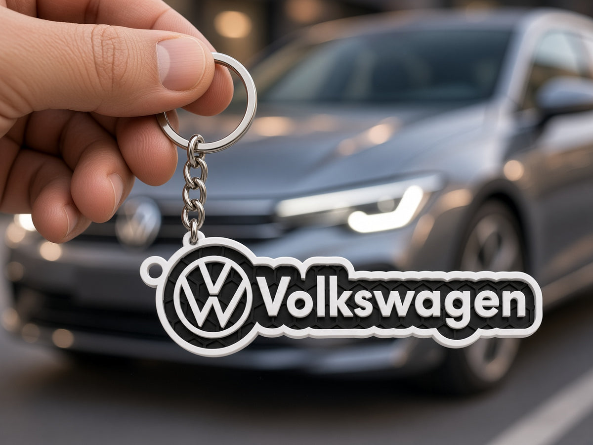 Breloc auto Volkswagen inscripție cu lanț și inel