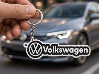 Breloc auto Volkswagen inscripție cu lanț și inel