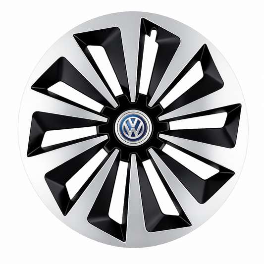 Set 4 capace roti Fox Gri-Negru R15 Compatibil Cu Volkswagen