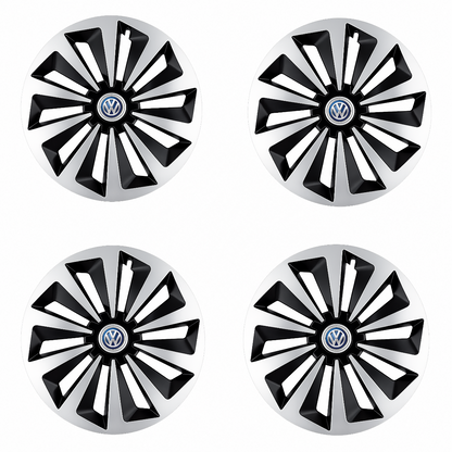 Set 4 capace roti Fox Gri-Negru R14 Compatibil Cu Volkswagen