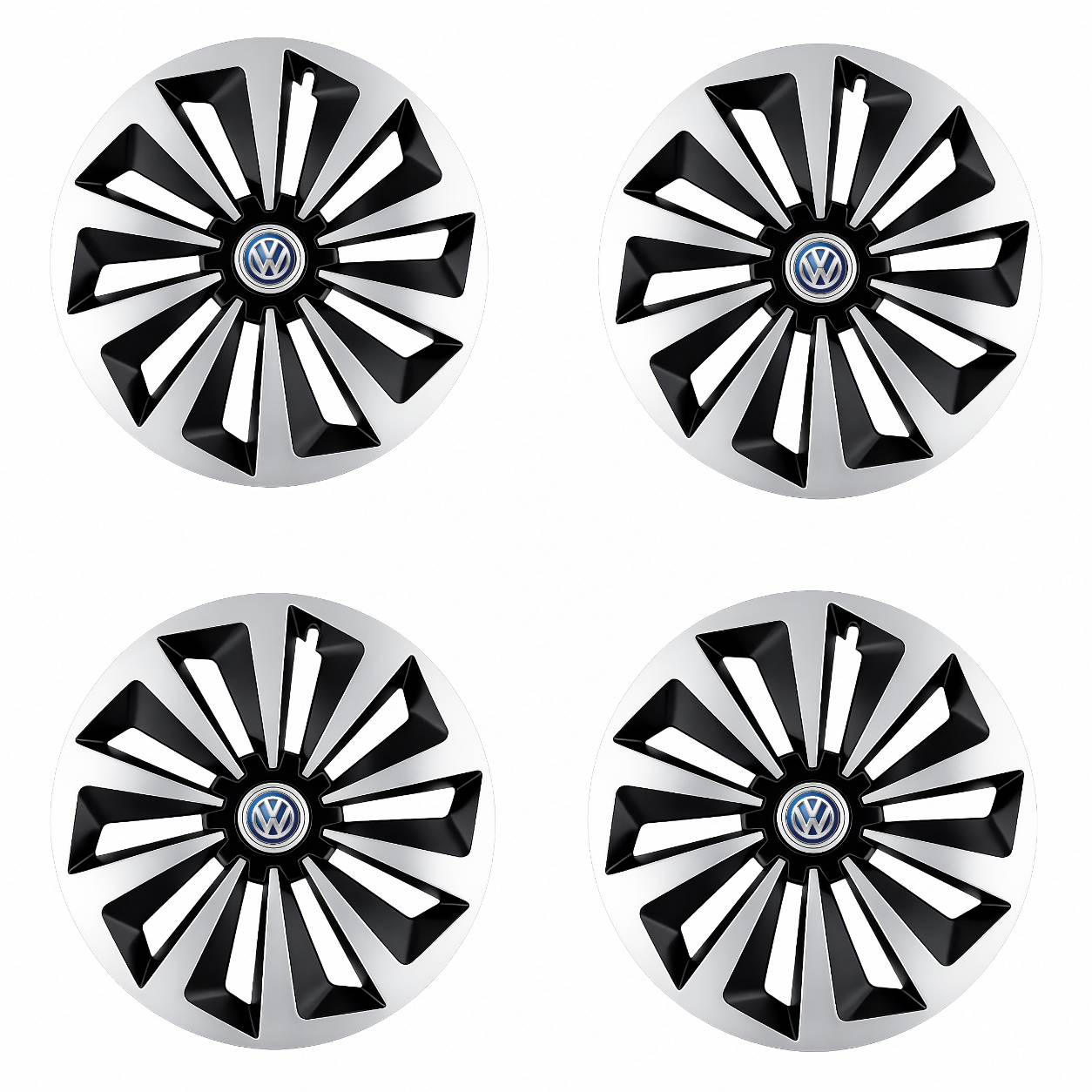 Set 4 capace roti Fox Gri-Negru R15 Compatibil Cu Volkswagen