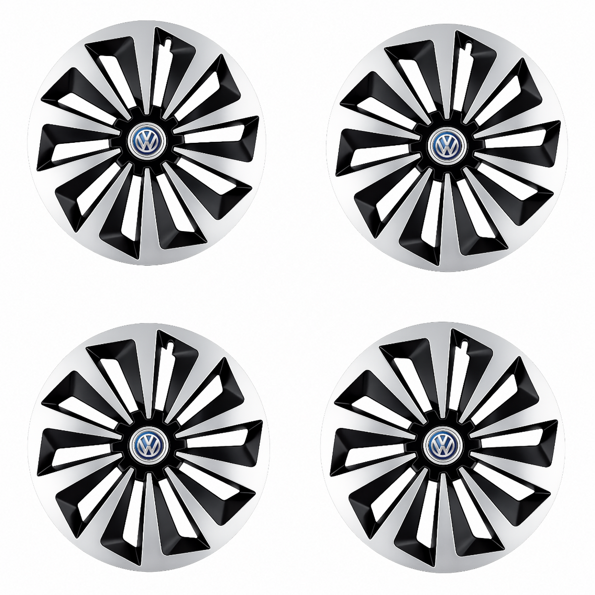 Set 4 capace roti Fox Gri-Negru R15 Compatibil Cu Volkswagen