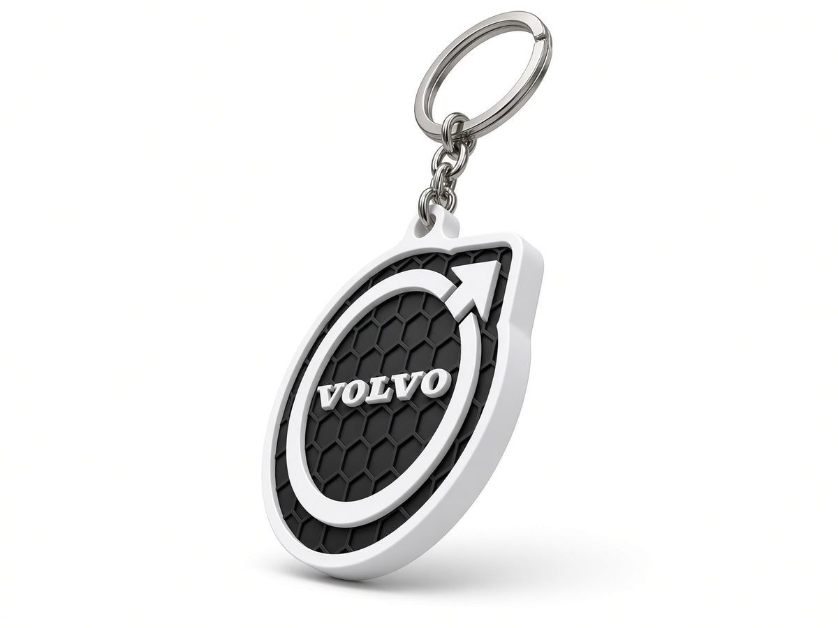 Breloc auto Volvo logo cu lanț și inel