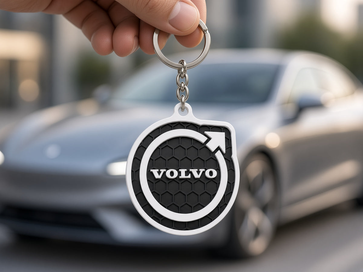 Breloc auto Volvo logo cu lanț și inel