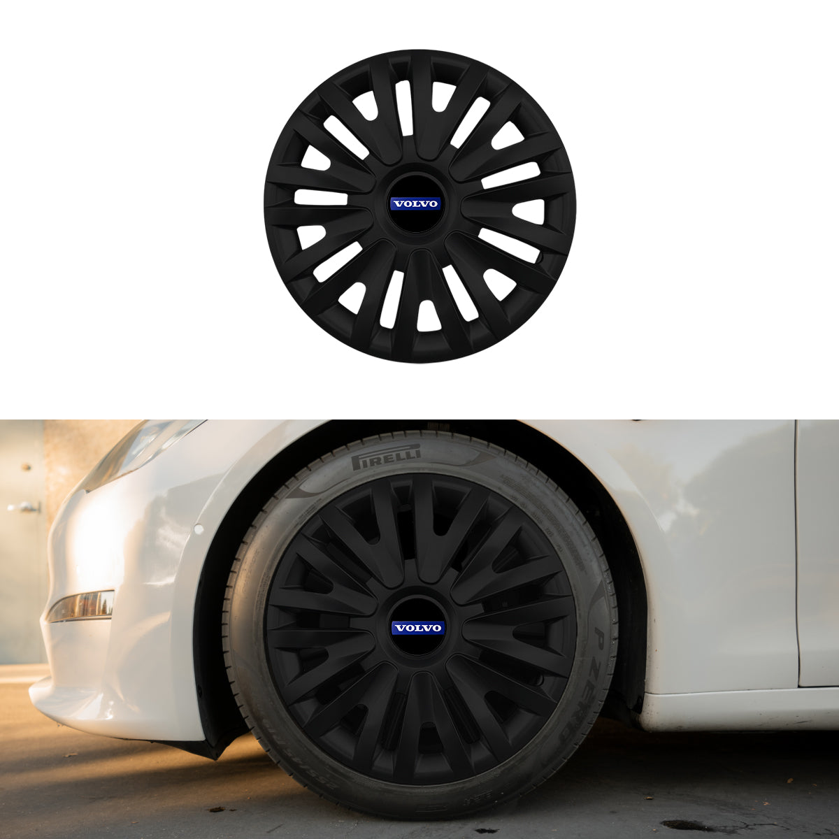 Set 4 capace roti potrivite jantelor de 14 inch compatibile VOLVO, Model - 217 Black