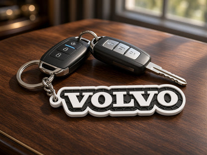 Breloc auto Volvo inscripție cu lanț și inel