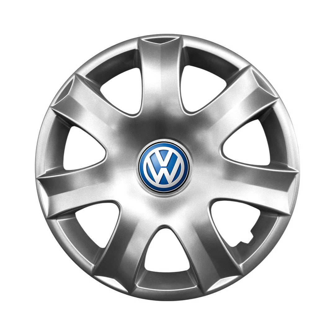 Set 4 capace roti potrivite jantelor de 15 inch compatibile gama Volkswagen, model - 326, Sigla Albastra