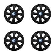 Set 4 capace roti potrivite jantelor de 15 inch compatibile VOLKSWAGEN, Model - 316 Black Edition, Sigla Albastra