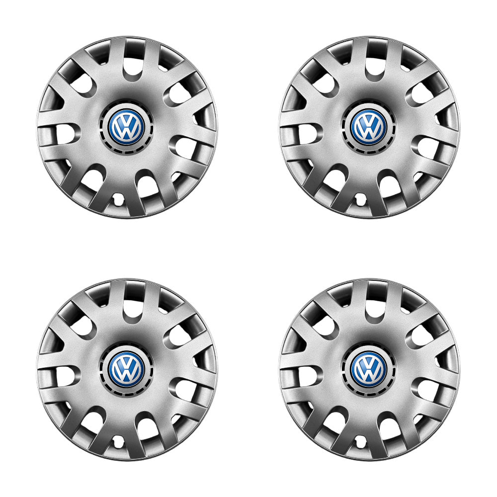 Set 4 capace roti potrivite jantelor de 14 inch compatibile Volkswagen, Model - 204, Sigla Albastra
