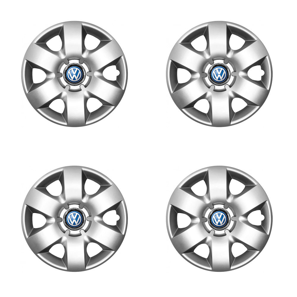Set 4 capace roti potrivite jantelor de 15 inch compatibile Volkswagen, Model - 310, Sigla Albastra
