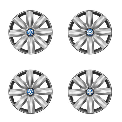 Set 4 capace roti potrivite jantelor de 14 inch compatibile Volkswagen, Model - 221, Sigla Albastra