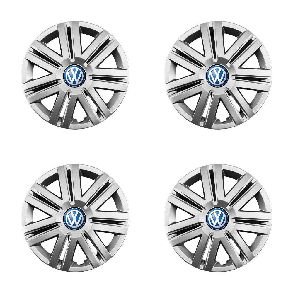 Set 4 capace roti potrivite jantelor de 14 inch compatibile Volkswagen, Model - 203, Sigla Albastra