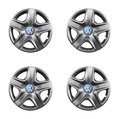 Set 4 capace roti potrivite jantelor de 15 inch compatibile VOLKSWAGEN, Model - 340, Sigla Albastra