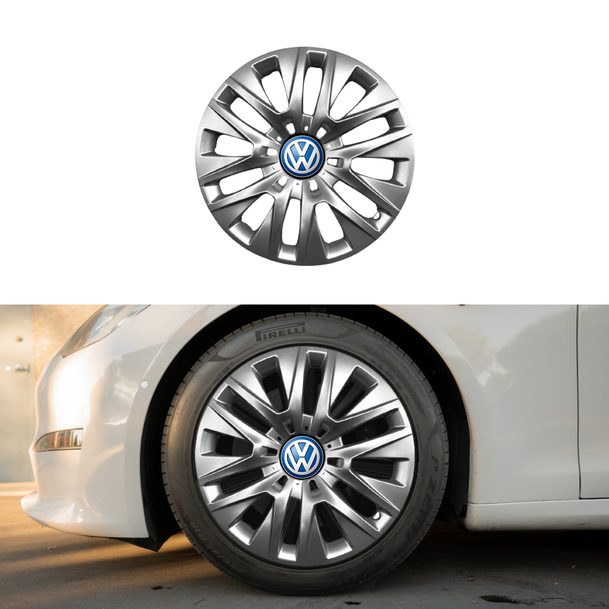 Set 4 capace roti 16 inchi (R16) compatibile gama Volkswagen model - 429, Sigla Albastra
