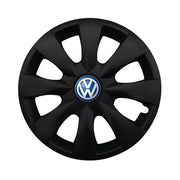 Set 4 capace roti potrivite jantelor de 15 inch compatibile VOLKSWAGEN, Model - 316 Black Edition, Sigla Albastra