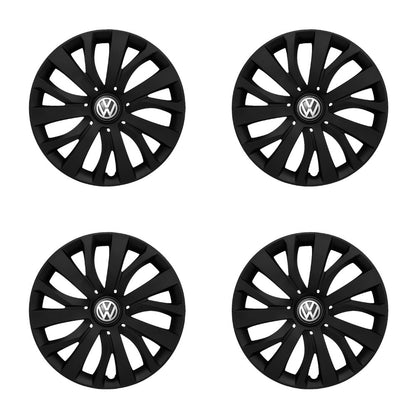 Set 4 capace roti potrivite jantelor de 15 inch compatibile Volkswagen, Model - 345 Black Edition