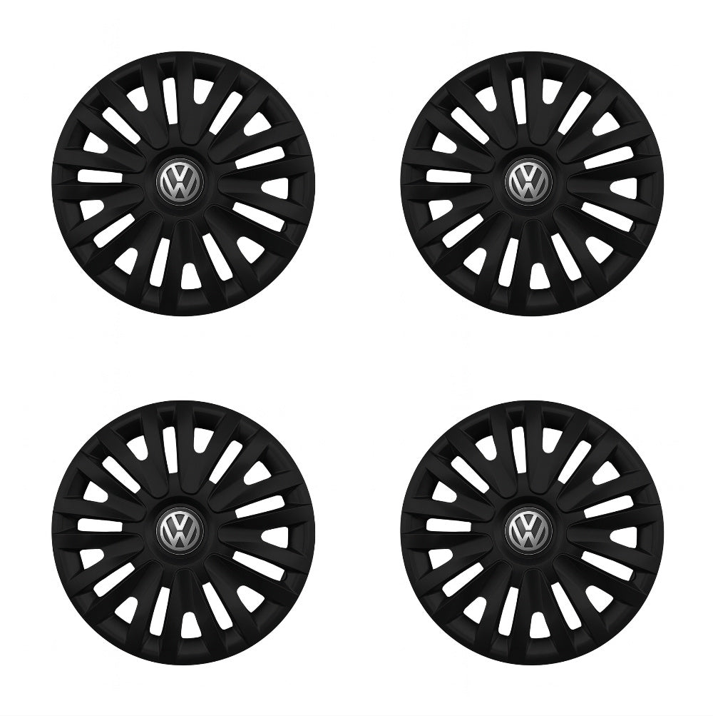 Set 4 capace roti potrivite jantelor de 14 inch compatibile Volkswagen, Model - 217 Black