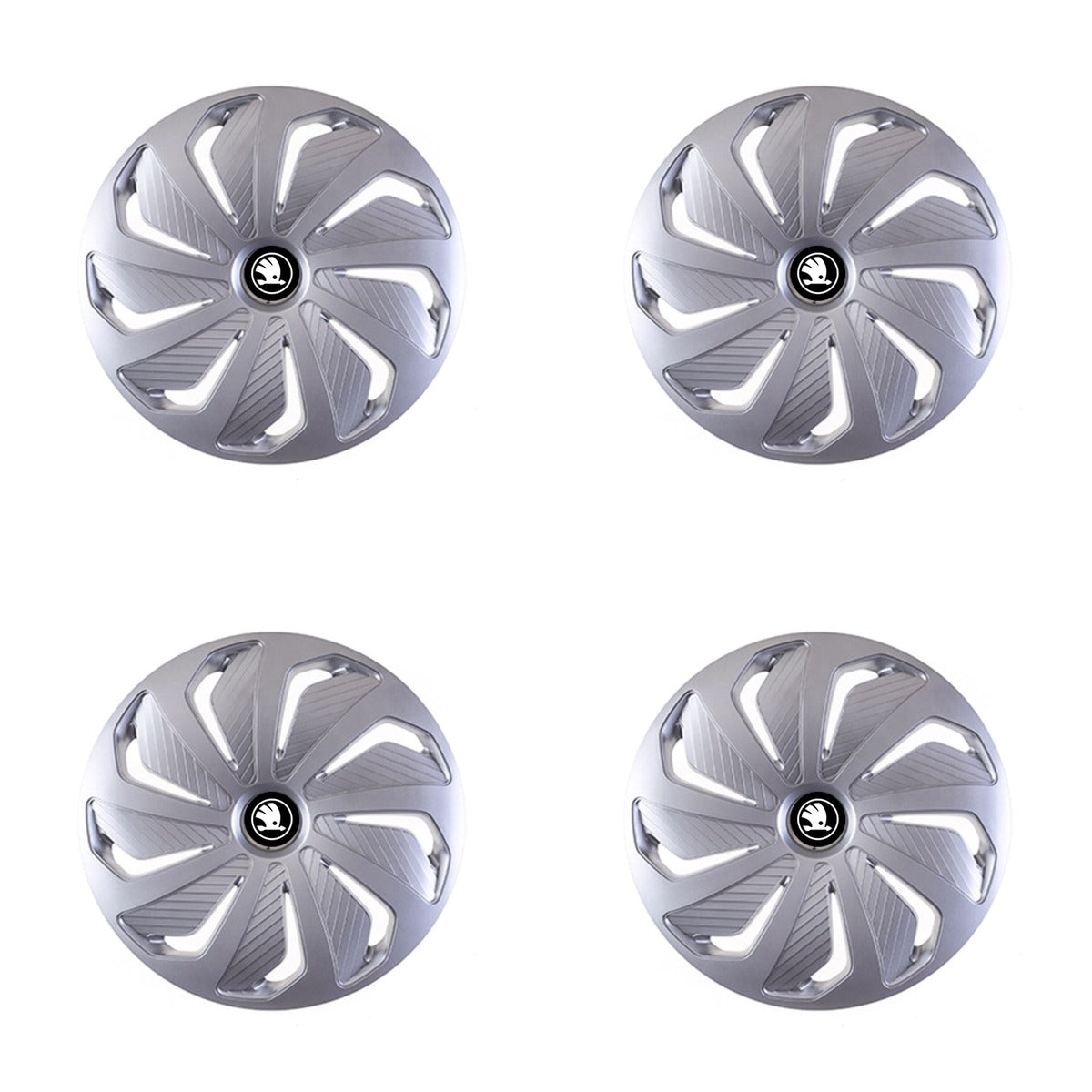 Set 4 capace roti Cu Inel Cromat Wind R15 Compatibil Cu Skoda Nou