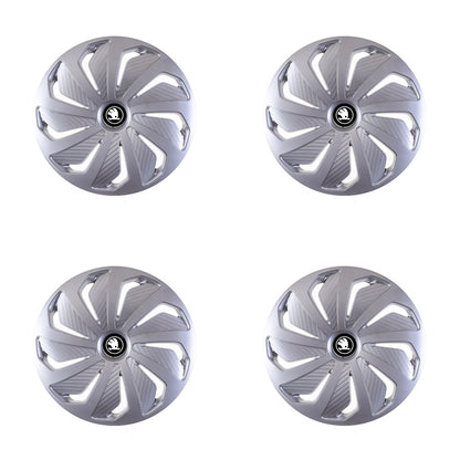 Set 4 capace roti Cu Inel Cromat Wind R15 Compatibil Cu Skoda Nou